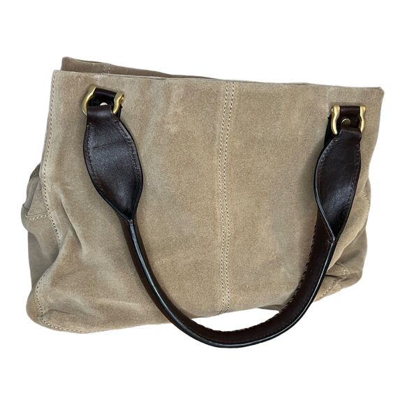 Cole Haan Rare Madelyn Brown Suede Leather Hobo Satchel Shoulder Bag Magnetic - Picture 4 of 10